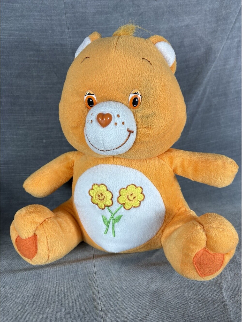Care Bears Friend Care Bear Plush Orange Yellow Flowers 12” 2002